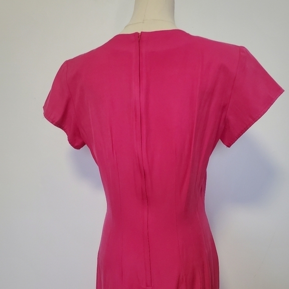 Vintage Chablis Pink Button Front Short Sleeve Dress - Picture 7 of 8